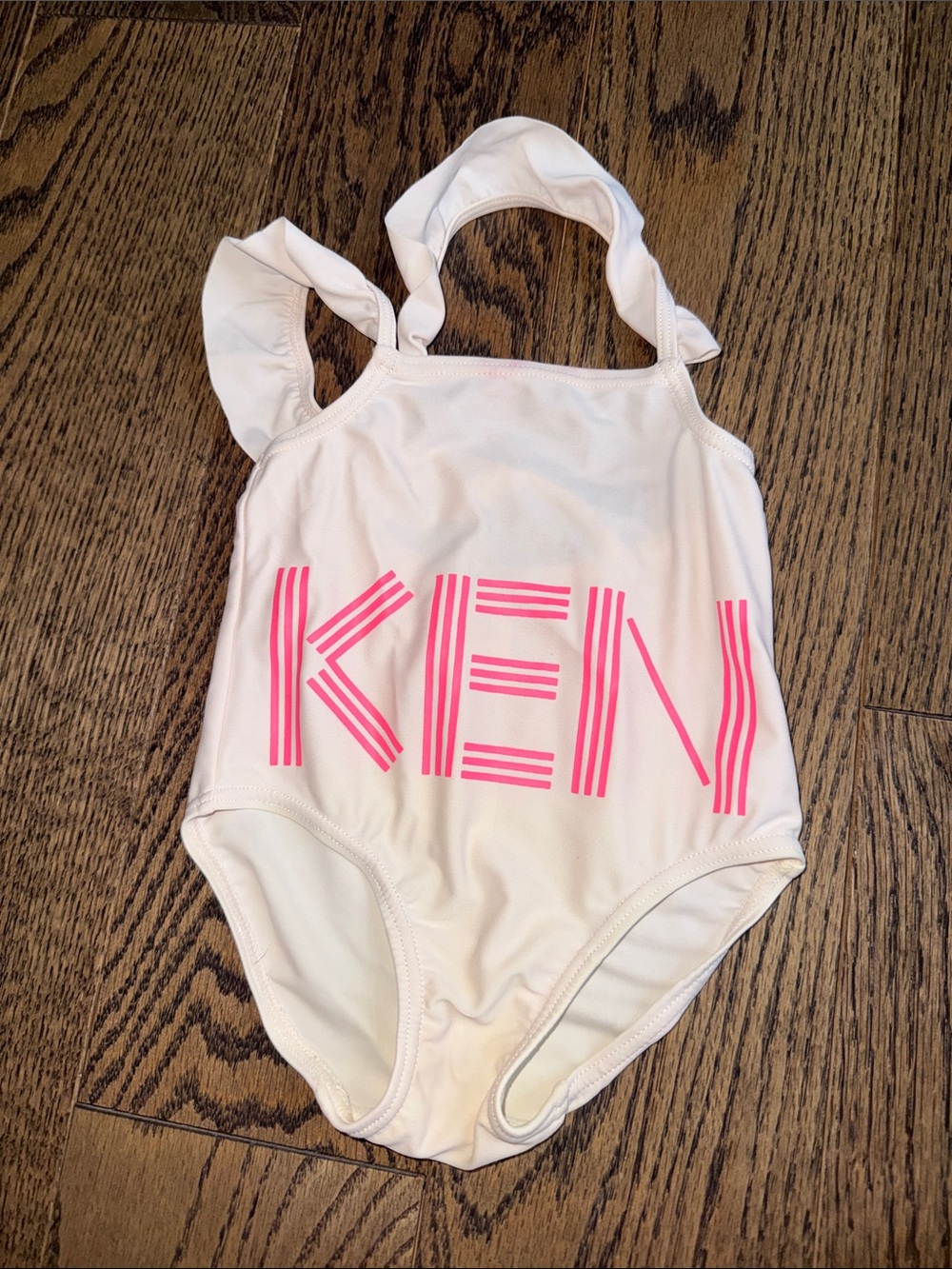 Kenzo Kids One-Piece Swimsuit in cream with Hot Pink Logo 18-24m 2t